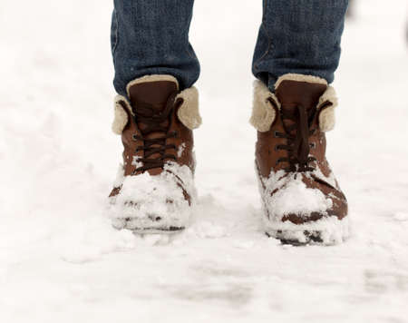 foot in the snowの写真素材
