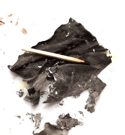 ash paper on a white backgroundの写真素材
