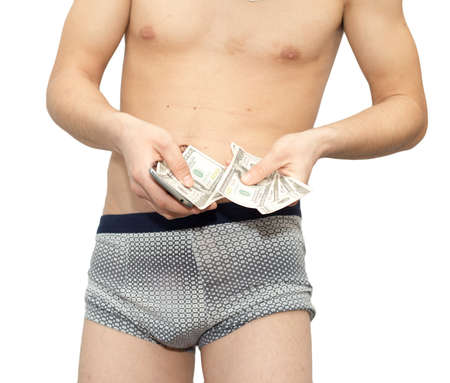 man counts moneyの写真素材
