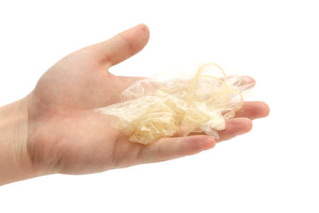 Condoms in the handの写真素材