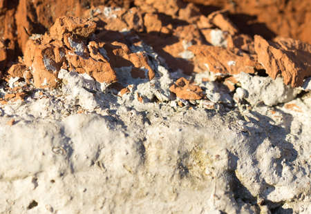 old brick on the fence close up