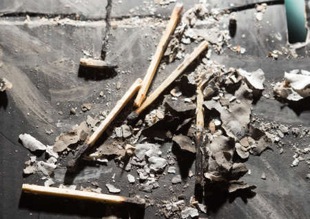 the texture of the paper ash and matchesの写真素材