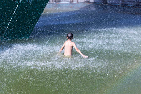 Children bathe in the pool of the cityのeditorial素材