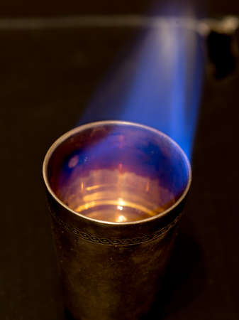 flame of alcohol on a black backgroundの写真素材