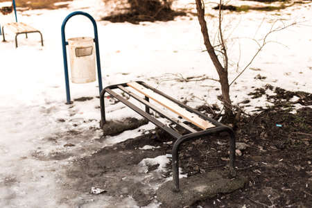 bench on the streetの写真素材