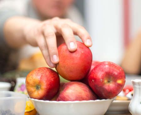 Apples in a plateの写真素材