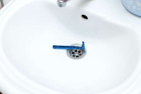 Razor on the sinkの写真素材