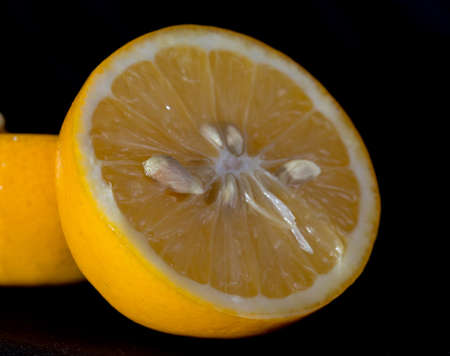 Lemon on a black backgroundの写真素材