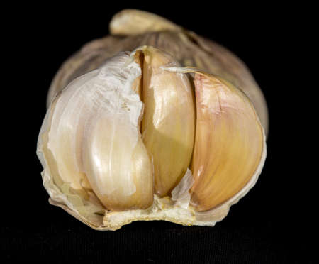 Garlic on a black backgroundの写真素材