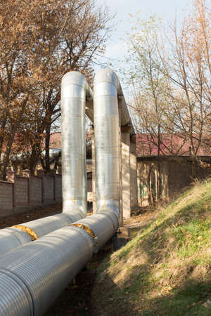 Steel pipes for transfer of heating for the cityの写真素材