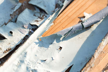 Old paint on a wooden doorの写真素材