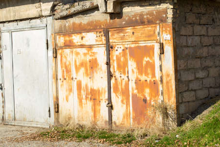 Iron old garage doorsの写真素材