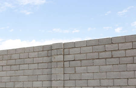 Wall from block against skyの写真素材