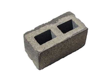 Gray cement slag brick isolated on white backgroundの写真素材