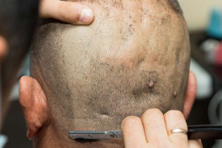 male barbershop haircutの写真素材