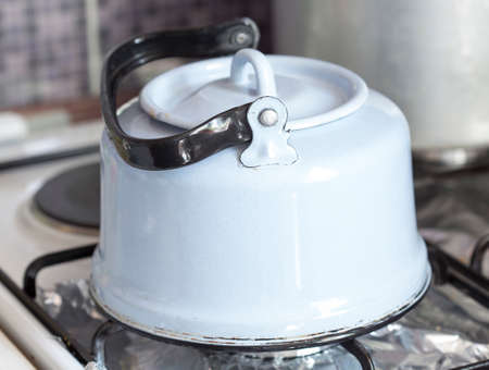 Kettle on the gas stoveの写真素材
