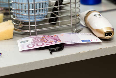 five hundred euros on the table for hairdressersの写真素材