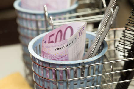 five hundred euros on the table for hairdressersの写真素材