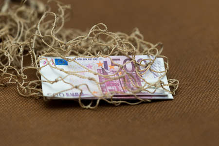 five hundred euros on a background mesh bag