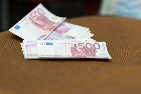 five hundred euro on the rope fabricの写真素材