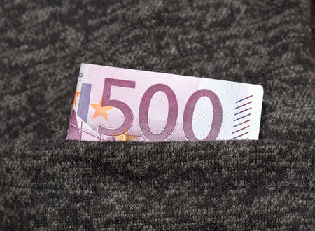 five hundred euros in his pocketの写真素材