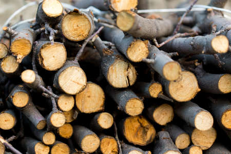 A stack of firewood close up