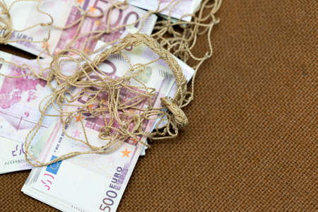 five hundred euros on a background mesh bag