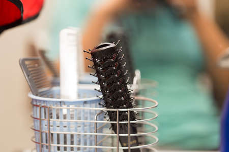 hairdresser comb on the tableの写真素材