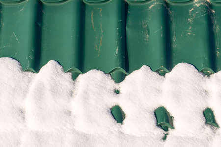 melting snow on the roofの写真素材