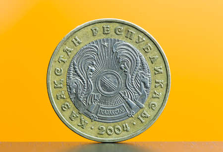 Kazakhstan coin with the image of the Kazakh national symbolsの写真素材