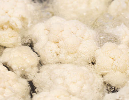 cauliflower cooked in a pot on a steamed to preserve all the beneficial properties and vitamins for maximum positive effect on digestibility and the effects of nutrients. Recommended for all agesの写真素材