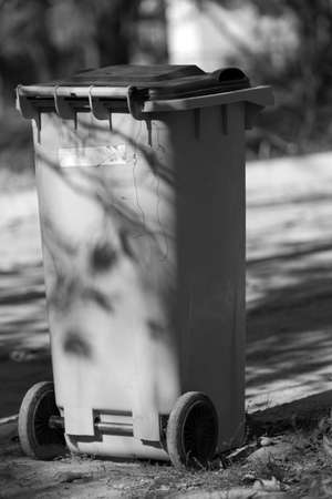 plastic trash can in the parkの写真素材