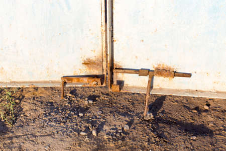 old iron gates in the villageの写真素材