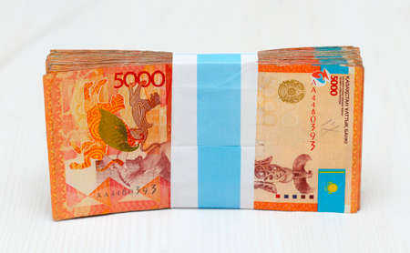 Kazakh banknotes on a white background