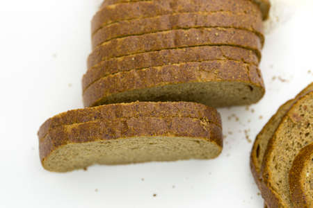 Rye bread on white background