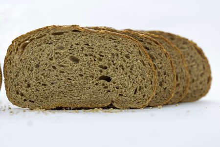 Rye bread on white background