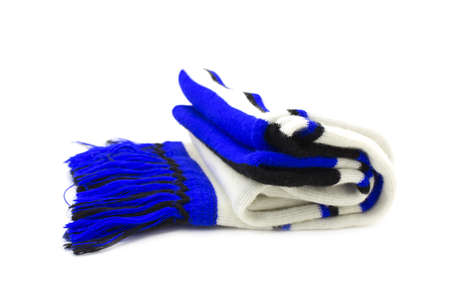 Blue warm scarf on a white background