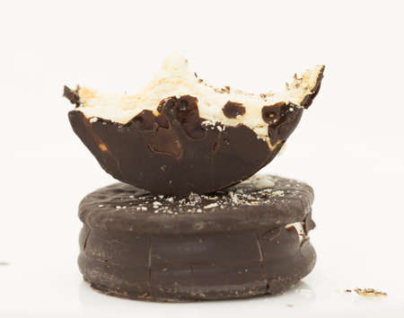 chocolate chip cookies on a white background