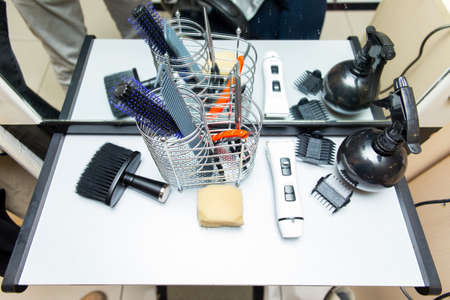 devices for masters in a hair salon in the salonの写真素材