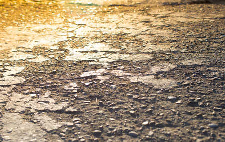 macro background of asphalt at sunsetの写真素材