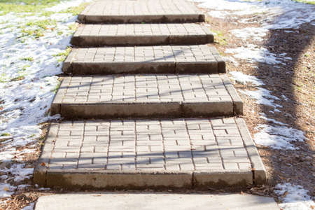 winter, staircase on the sidewalk