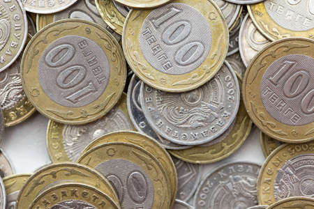Tenge - national coins of Kazakhstan, gold coinsの写真素材