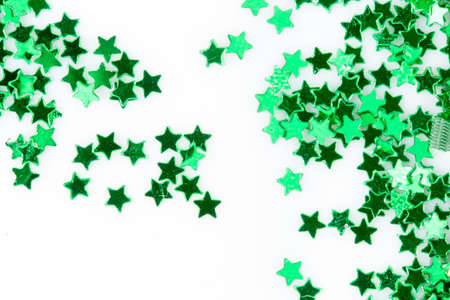 a lot of Christmas stars on a white backgroundの写真素材
