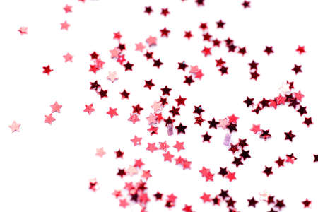 a lot of Christmas stars on a white backgroundの写真素材