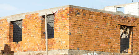 Unfinished brick houseの写真素材