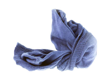 Old grey sock on a white backgroundの写真素材