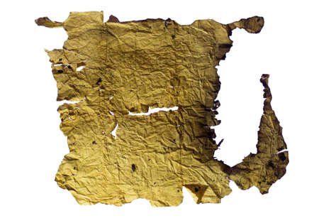 burnt old paper on whiteの写真素材