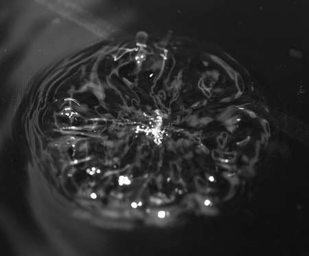 crown formed by a water spray on a black backgroundの写真素材