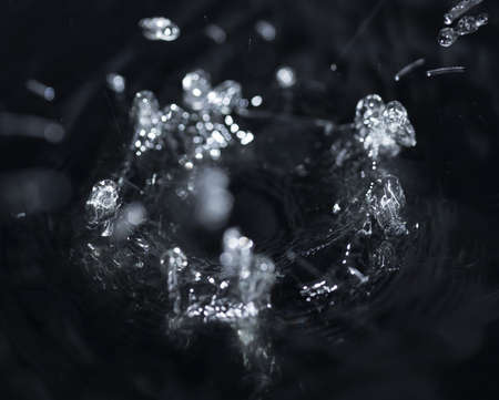 crown formed by a water spray on a black backgroundの写真素材