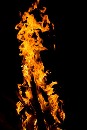 Flame of fire with sparks on a black background